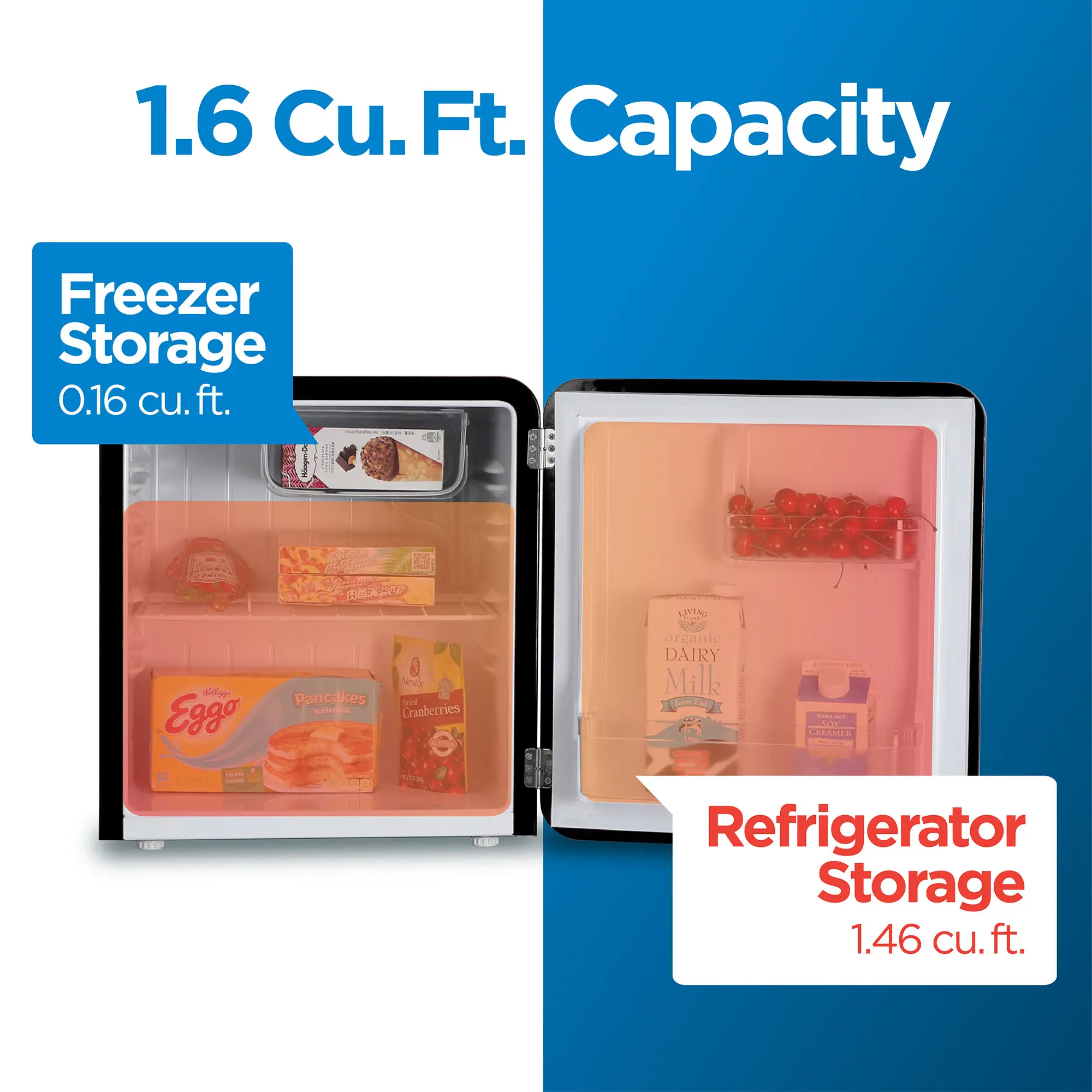 CCRR16HB Commercial Cool Retro 1.6 cu. ft. Freestanding Mini Fridge with Freezer - Black-2