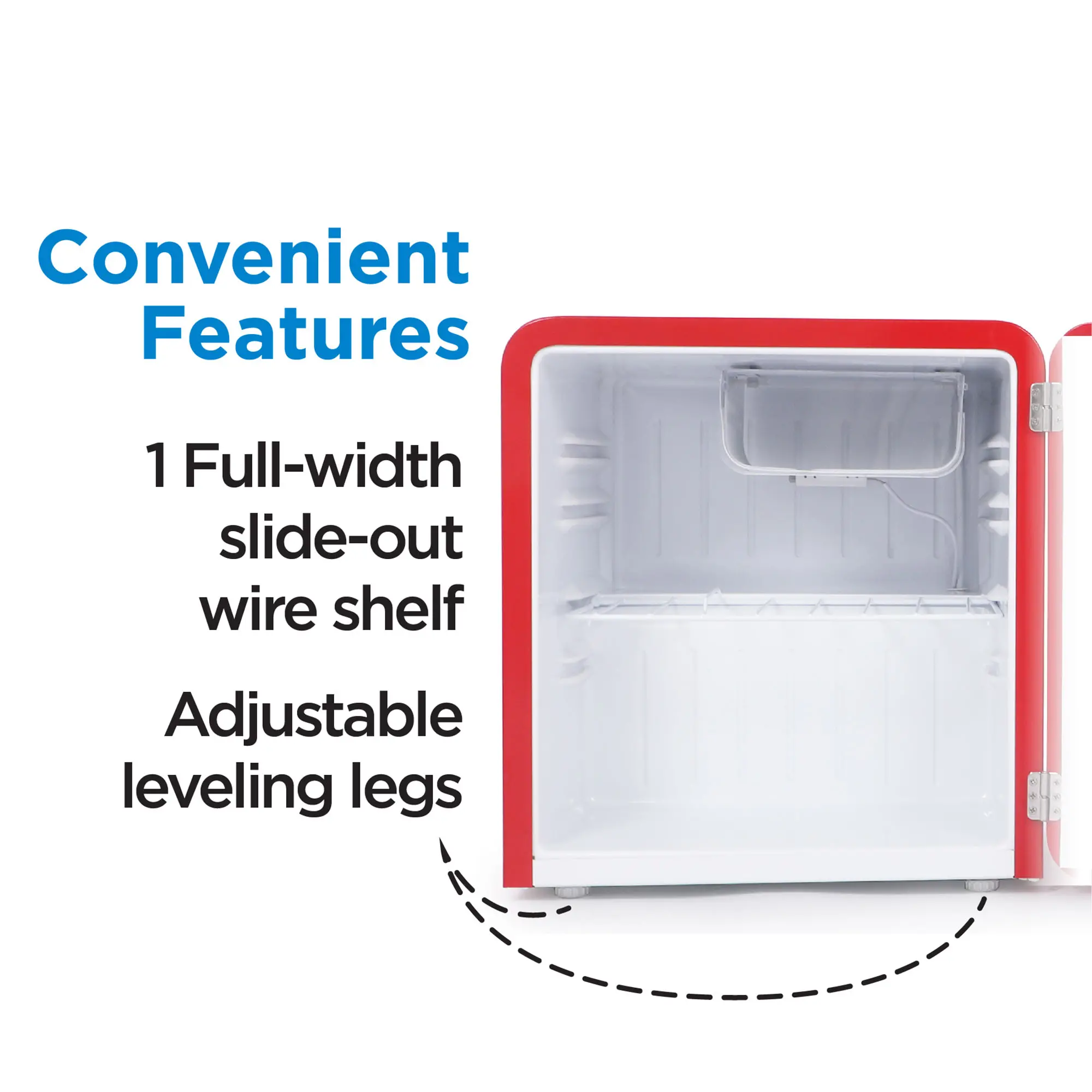 CCRR16HR Commercial Cool Retro 1.6 cu. ft. Freestanding Mini Fridge with Freezer - Red-3