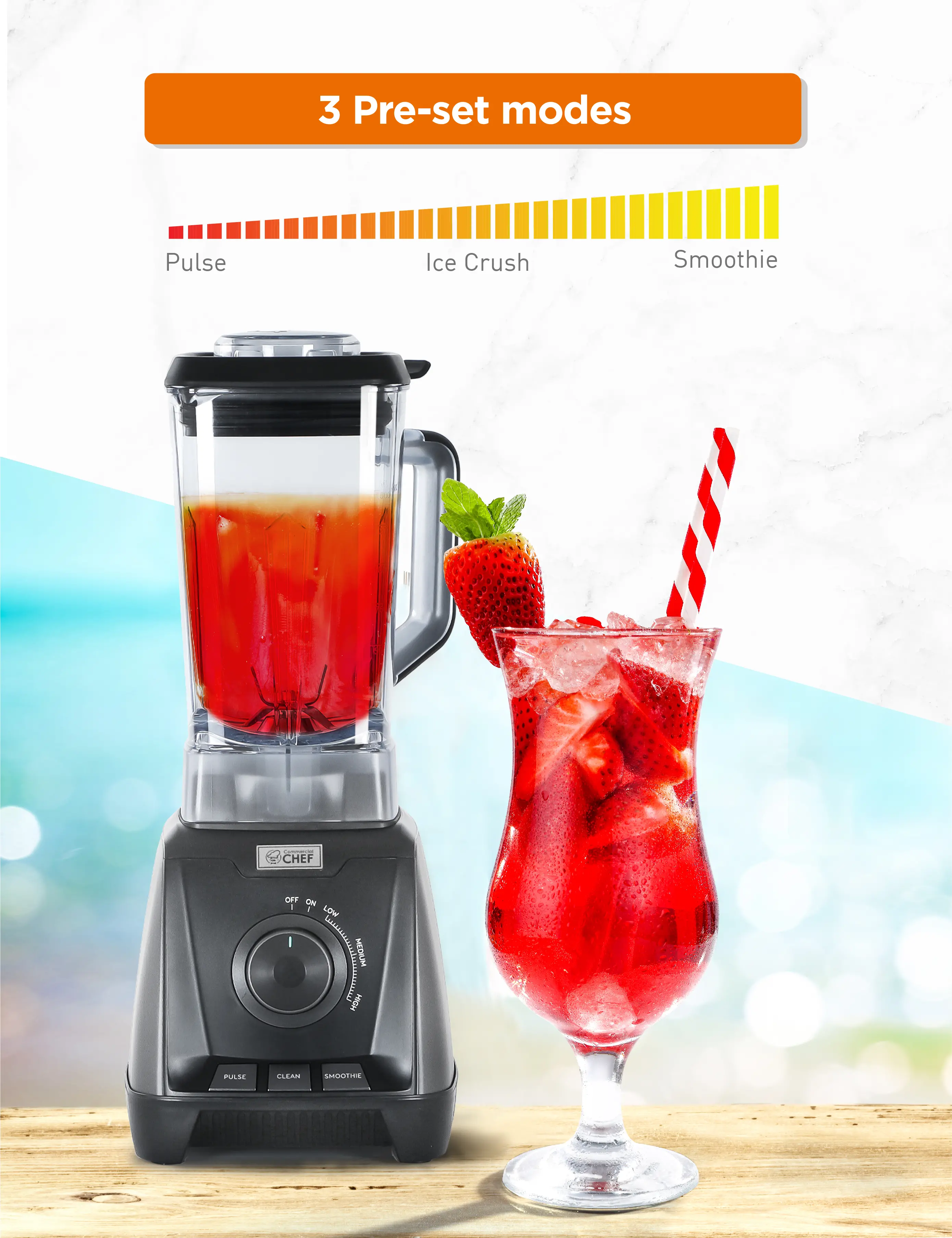 CHB50MB Commercial Chef High Power Blender - Black-5
