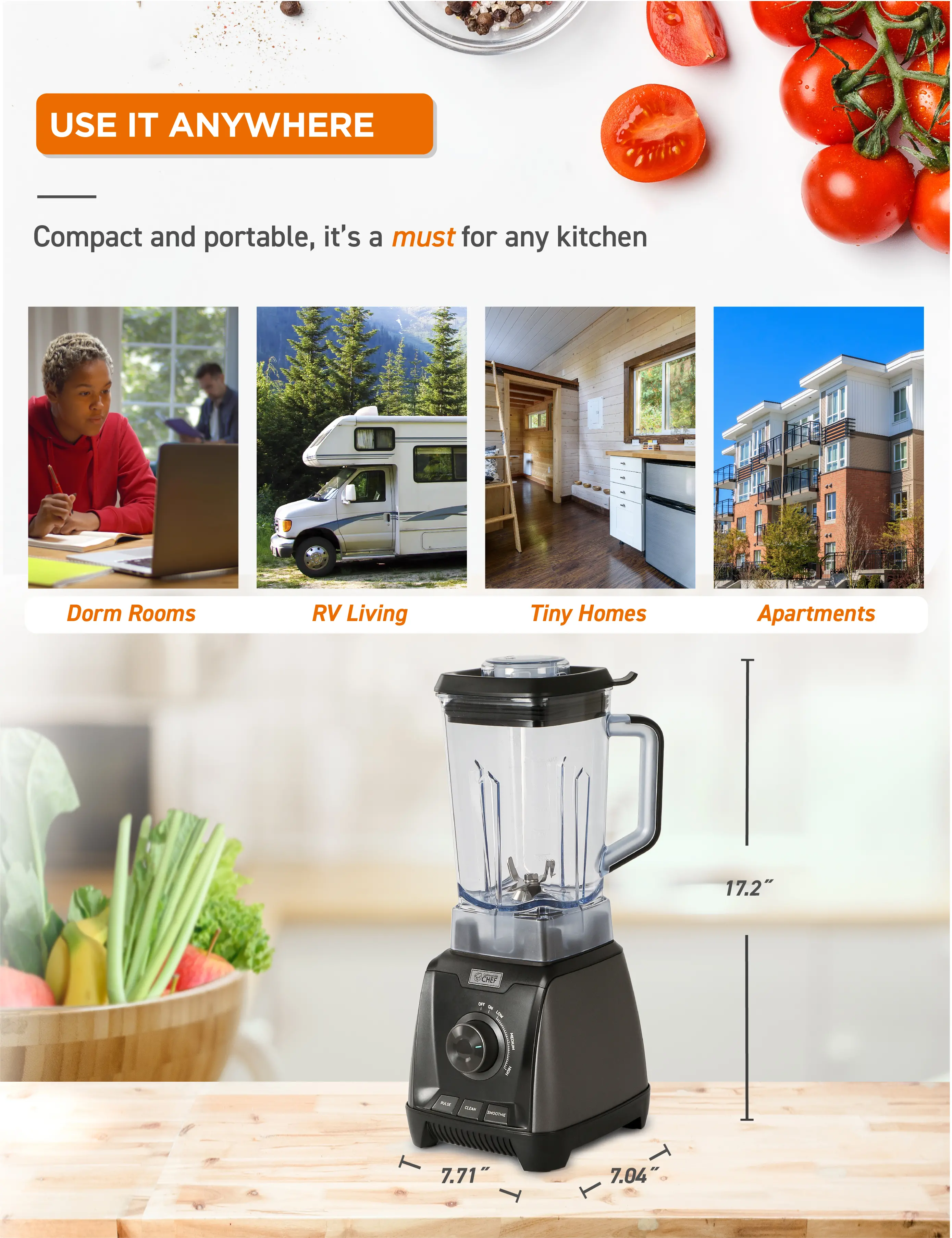 CHB50MB Commercial Chef High Power Blender - Black-8