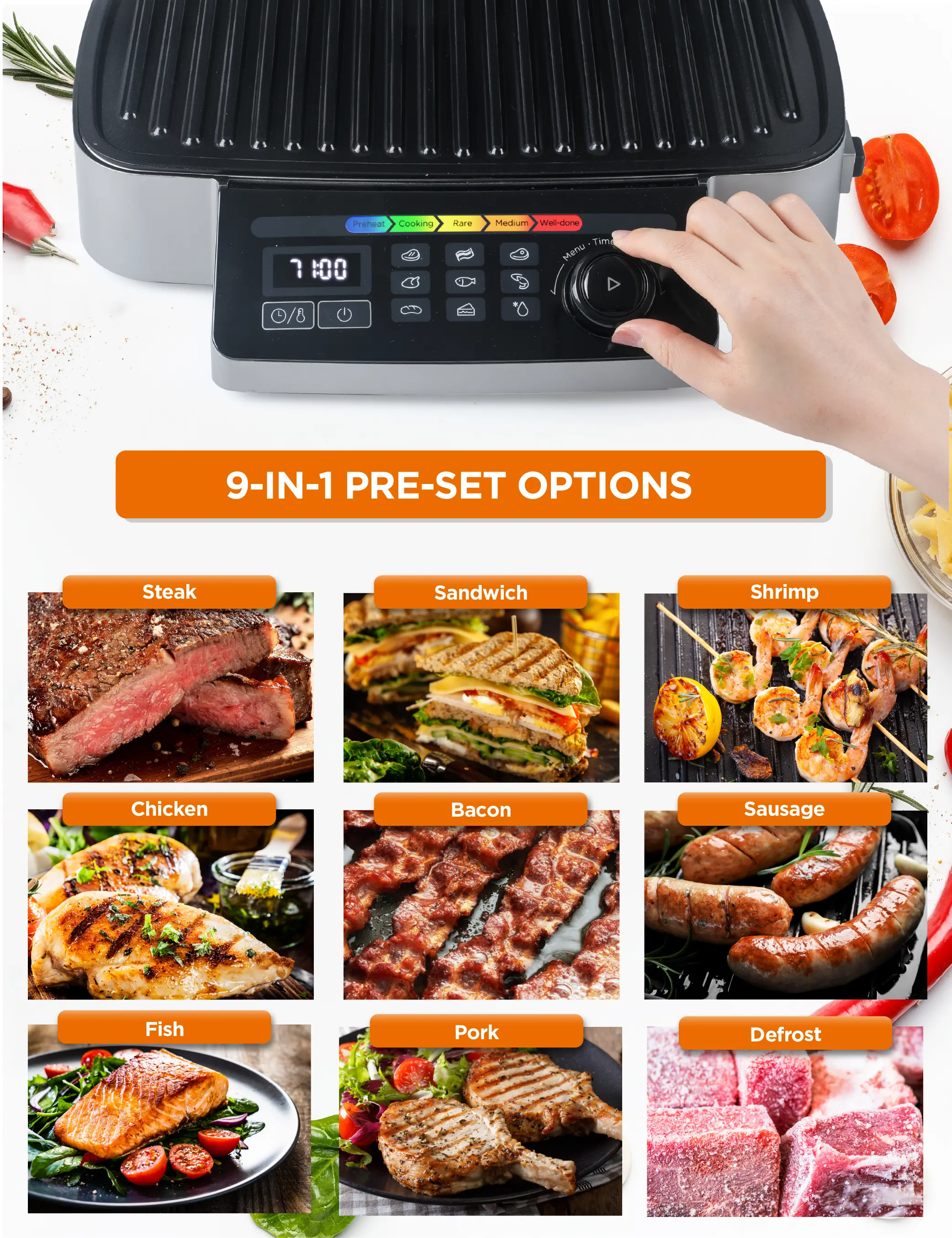 CHIG14MB Commercial Chef 9-In-1 Contact Grill-2