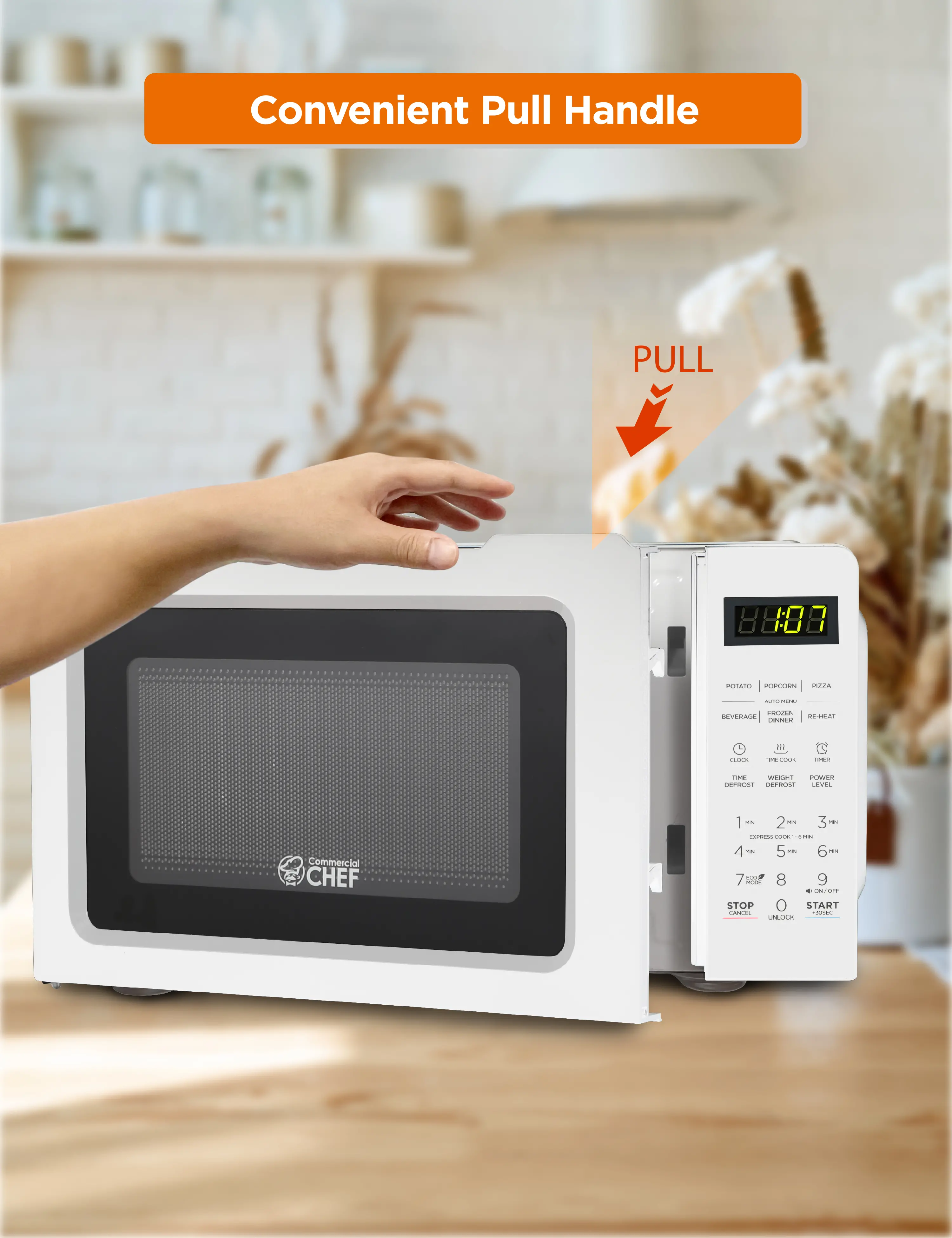 CHM770W Commercial Chef 0.7 Cu Ft Countertop Microwave - White-5