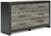 Graystone Dark Charcoal and Weathered Gray 6‑Drawer Dresser