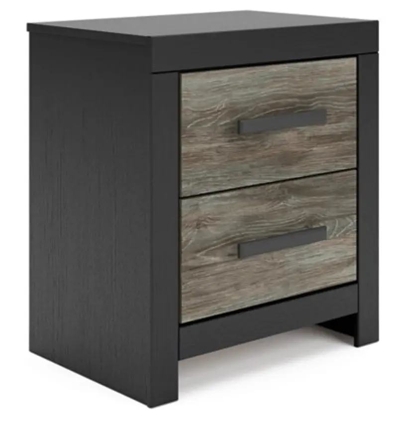 Graystone Dark Charcoal and Weathered Gray 2-Drawer Nightstand