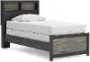 Graystone Dark Charcoal and Weathered Gray Bookcase Bed