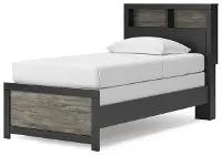 Graystone Dark Charcoal and Weathered Gray Twin Bookcase Bed
