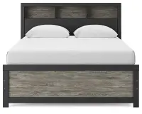 Graystone Dark Charcoal and Weathered Gray Queen Bookcase Bed