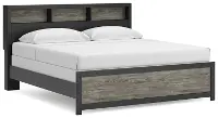 Graystone Dark Charcoal and Weathered Gray King Bookcase Bed