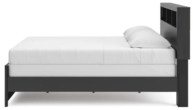 Graystone Dark Charcoal and Weathered Gray King Bookcase Bed-3