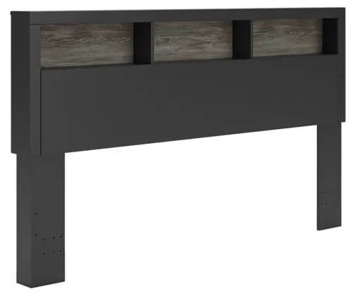 Graystone Dark Charcoal and Weathered Gray King Bookcase Bed-4