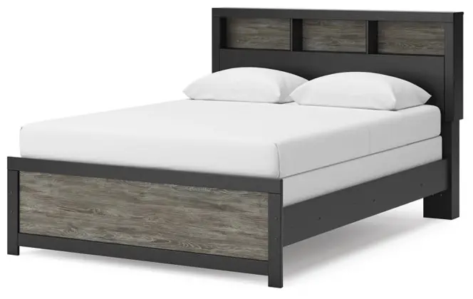 Graystone Dark Charcoal and Weathered Gray King Bookcase Bed-7