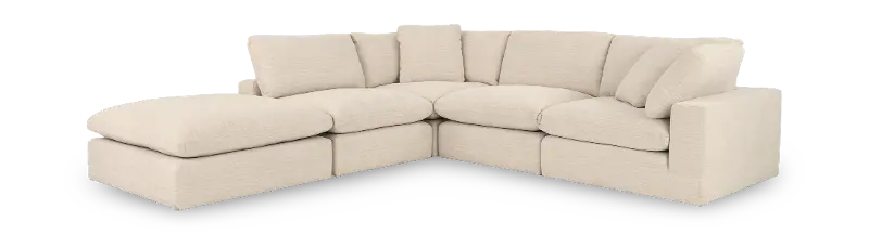 Harpo White 5-Piece Sectional with Matching Ottoman