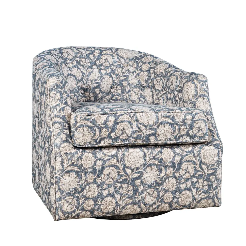 Lottie Blue Floral Swivel Chair-1