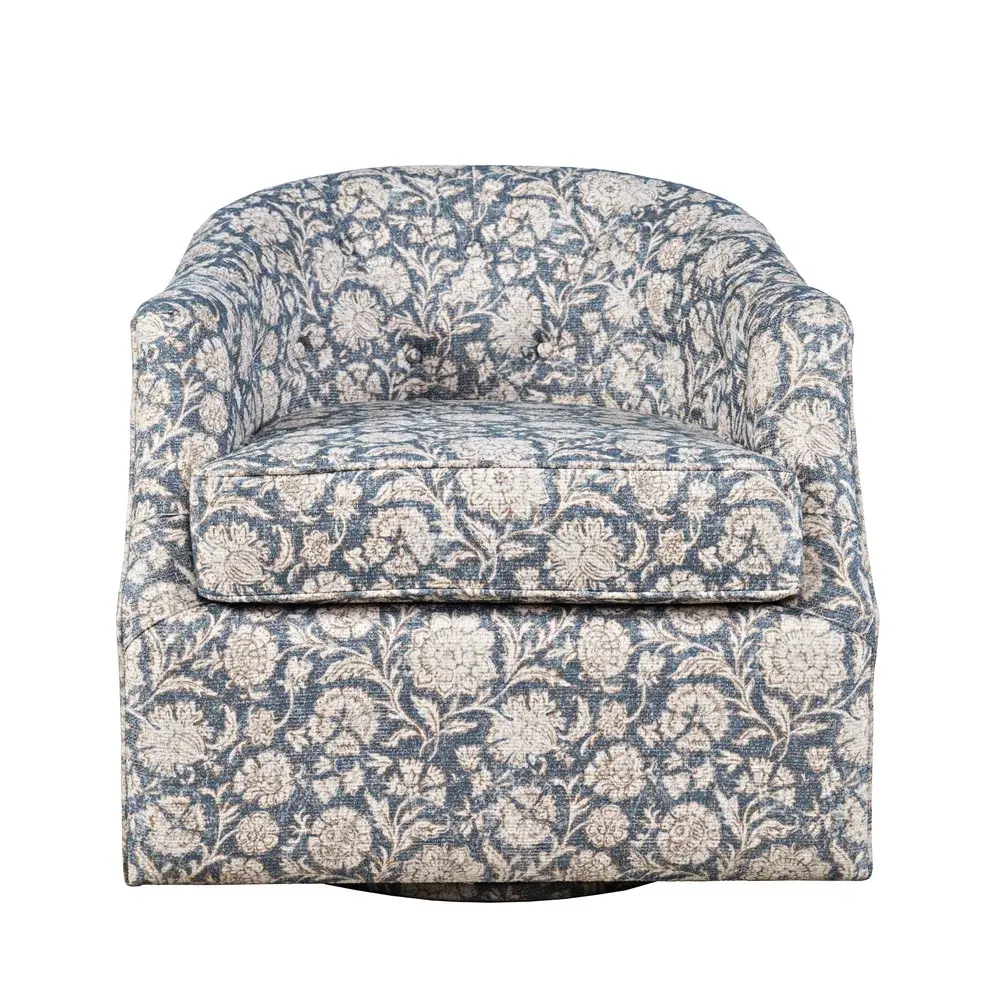 Lottie Blue Floral Swivel Chair-3