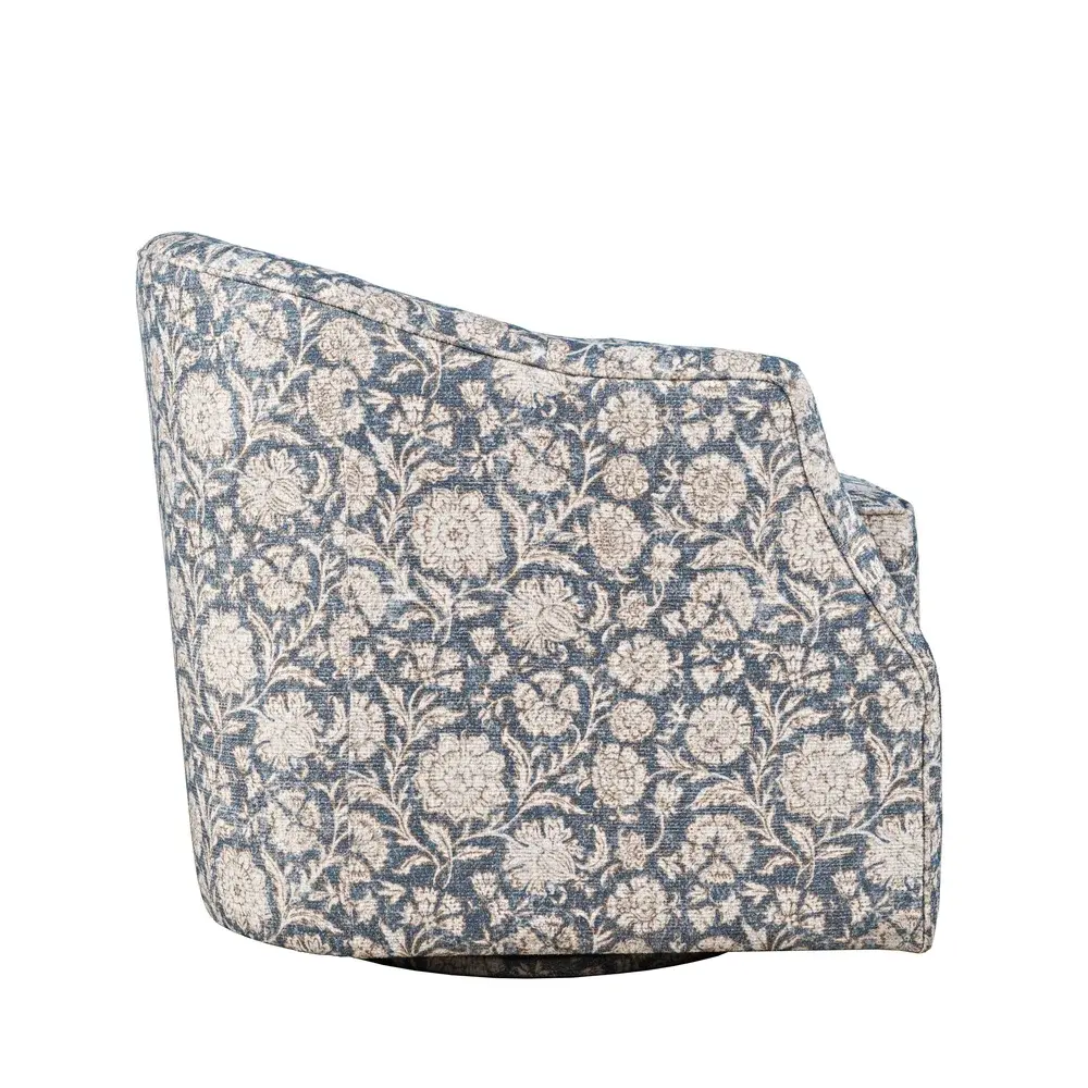 Lottie Blue Floral Swivel Chair-4