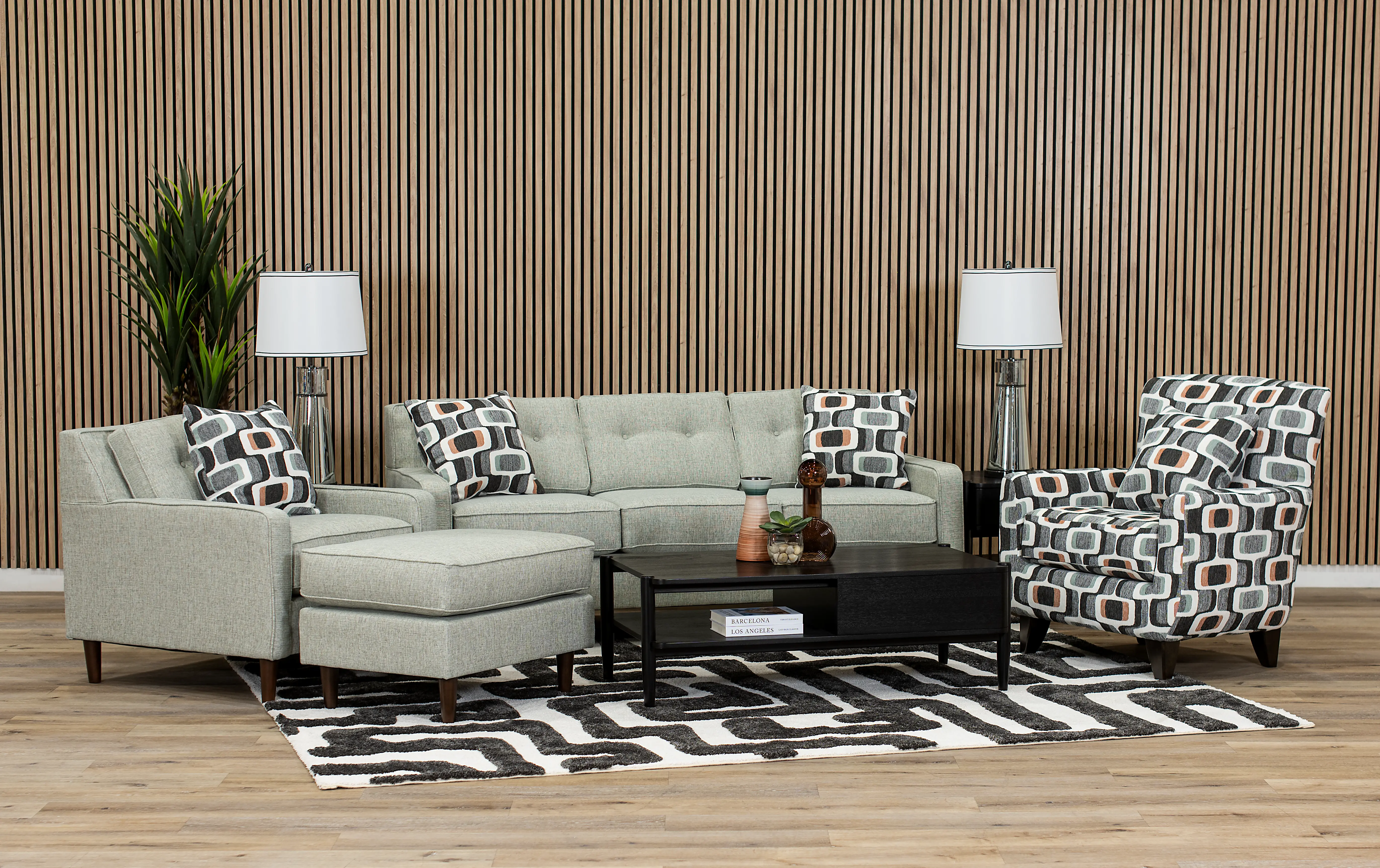 JOYOTT/MIST Joyce Kiwi Green Upholstered Ottoman-2