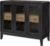 Elure Peppercorn Black Glass Door Server Cabinet