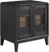 Elure Peppercorn Black 1-Drawer Glass Nightstand