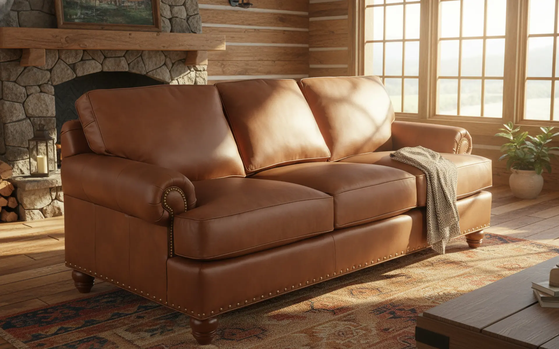 Teton Molasses Leather Sofa-10