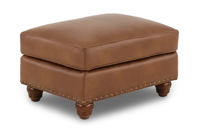 Teton Molasses Leather Ottoman