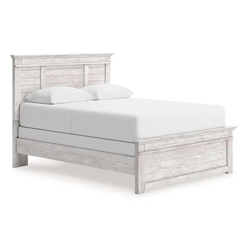 Whisper Whitewash Paneled Queen Bed
