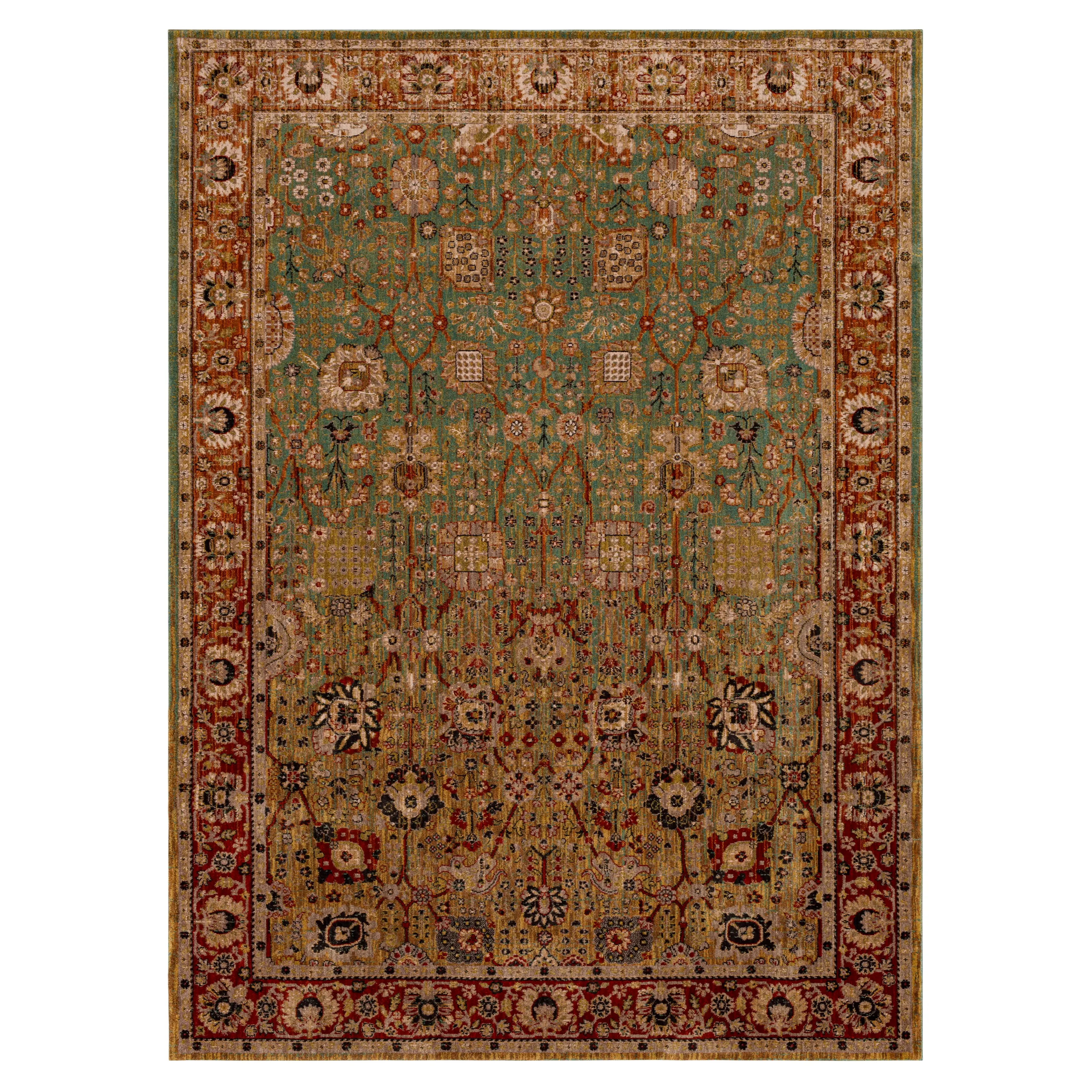 90668-50123/5.3X7.10 Myanmar 5 x 8 Aquamarine Area Rug-1