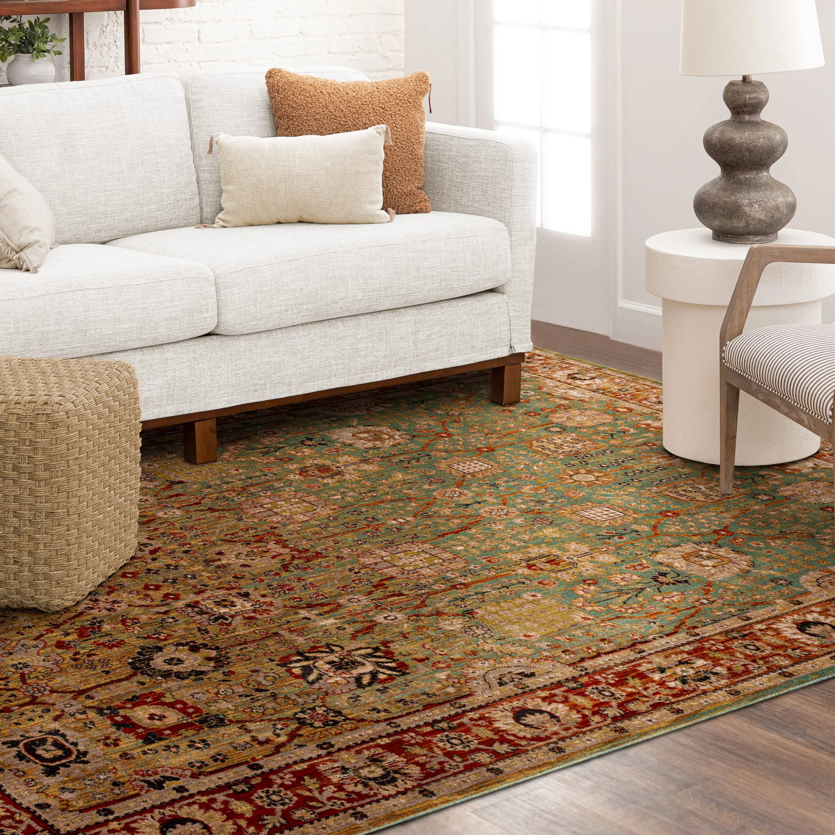 90668-50123/8X11 Myanmar 8 x 11 Aquamarine Area Rug-2