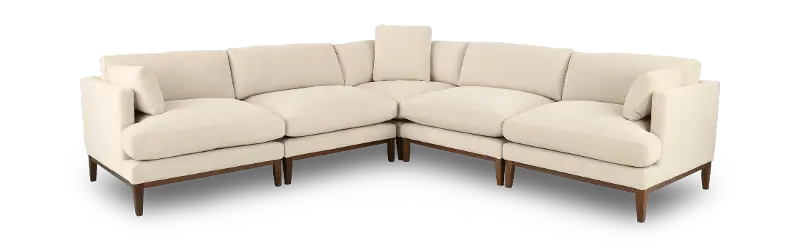 Aloy White 5‑Piece Right‑Hand Facing Sectional Sofa with Chaise