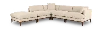 Aloy White 5‑Piece Right‑Hand Facing Sectional Sofa with Square Ottoman
