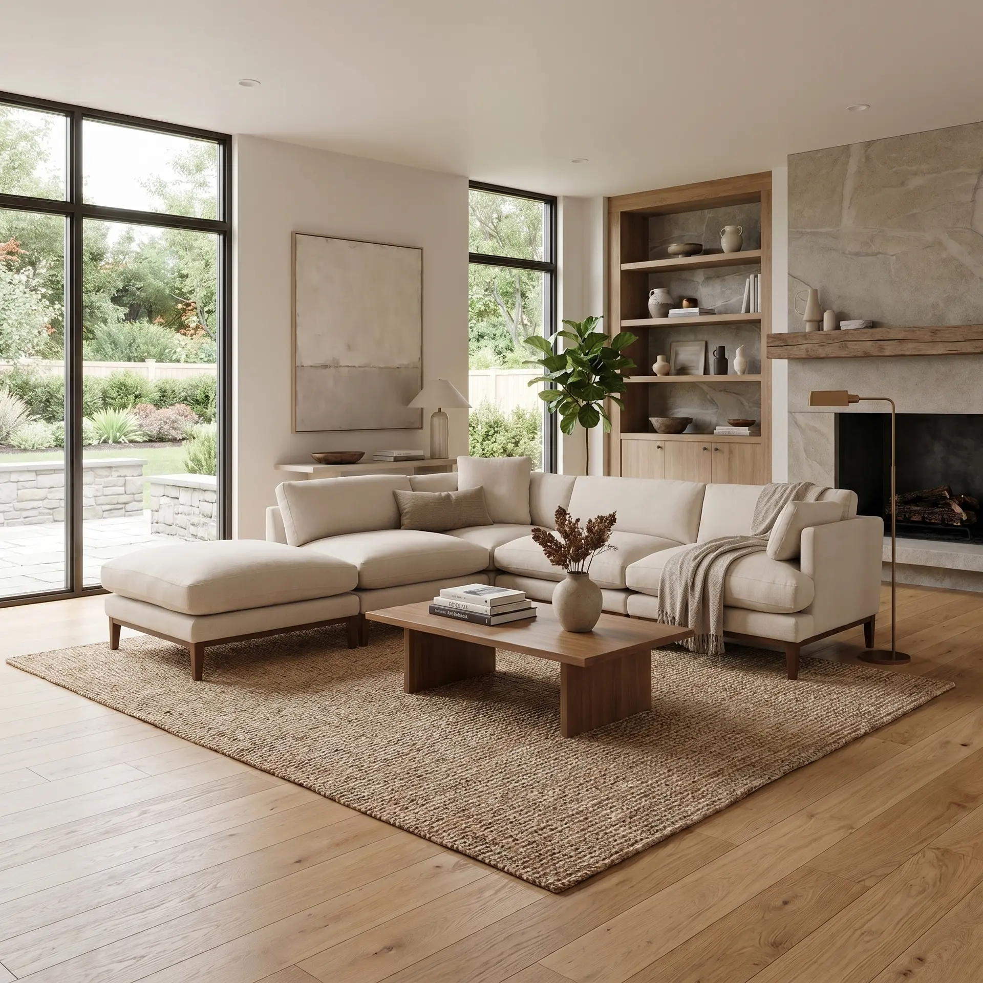 Aloy White 5‑Piece Right‑Hand Facing Sectional Sofa with Square Ottoman-2