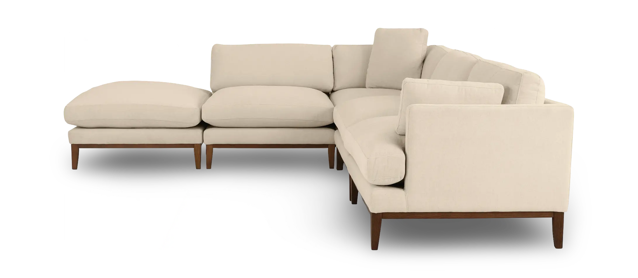 Aloy White 5‑Piece Right‑Hand Facing Sectional Sofa with Square Ottoman-4
