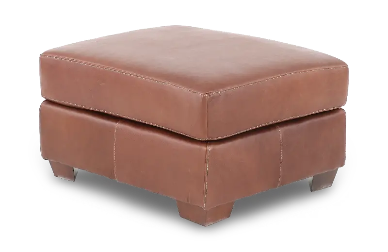 Kent Almond Leather Ottoman