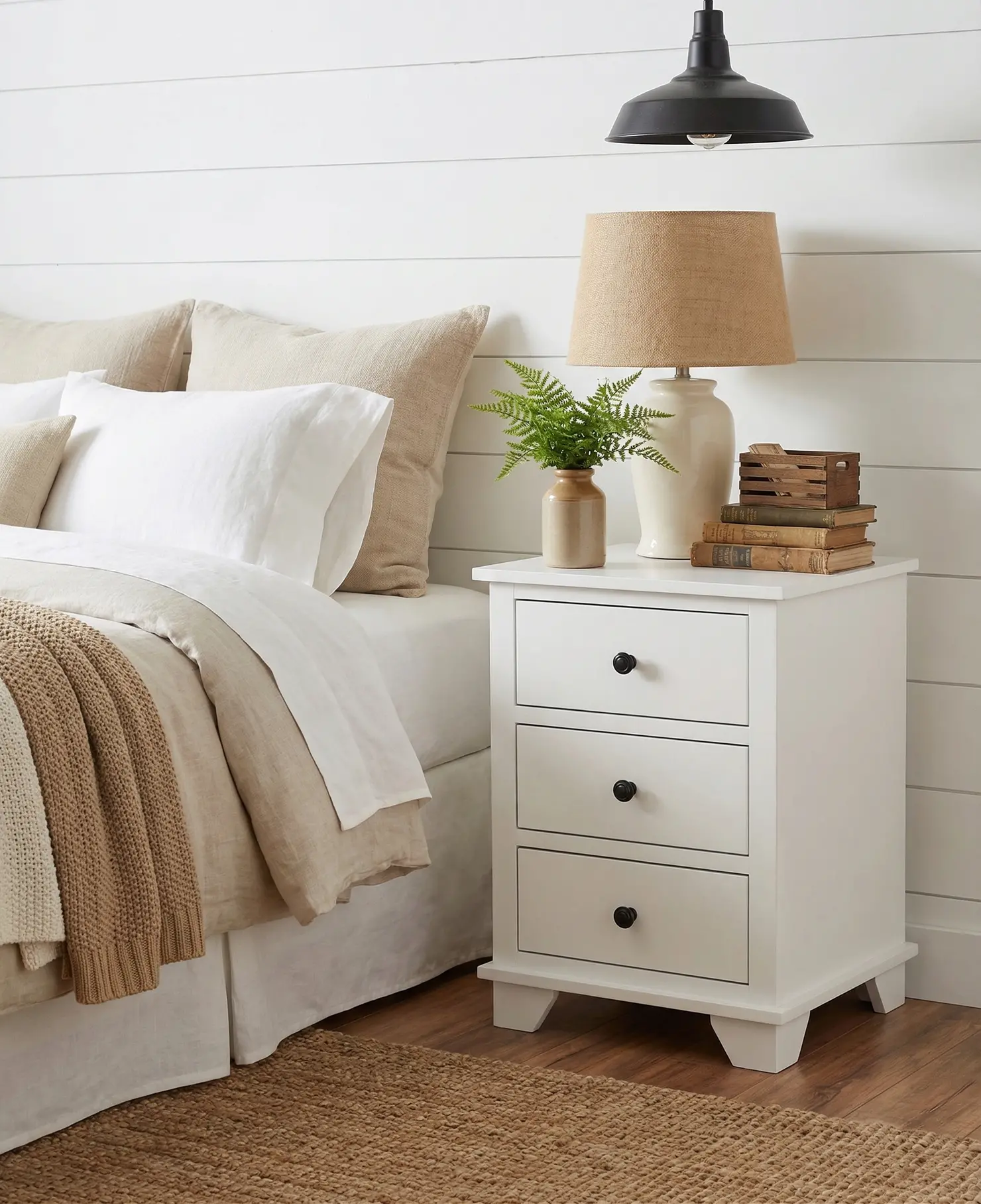 Portland Snow White 3-Drawer Nightstand-2