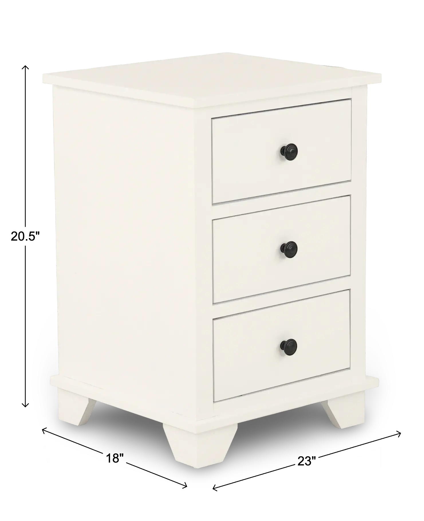 Portland Snow White 3-Drawer Nightstand-3