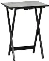 Talia 26.38 H White and Black Marble Tray Table