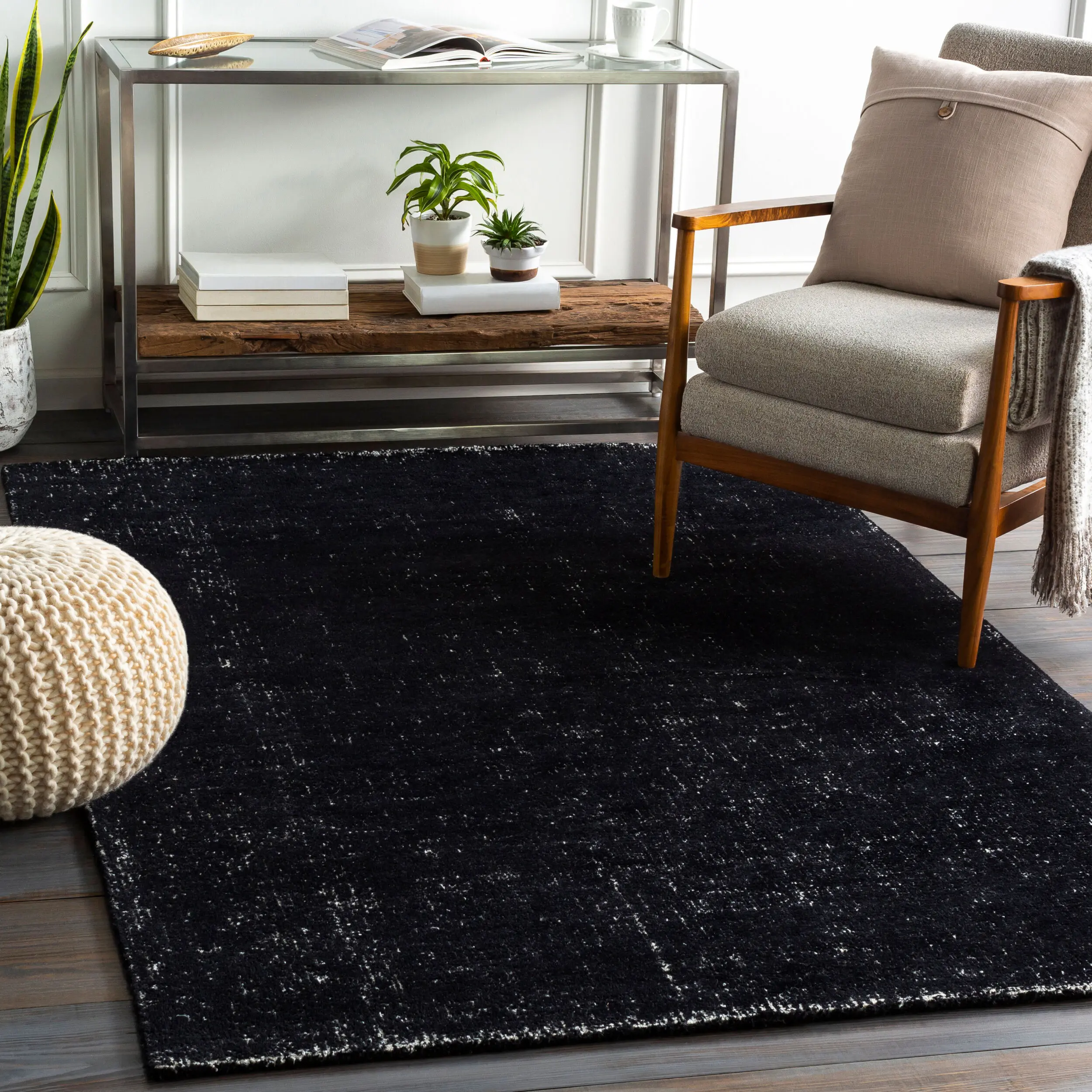 MSN2303-810 Messina 8 x 10 Black and White Area Rug-2