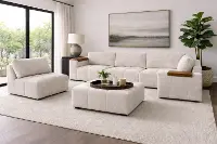 Monza Oyster White Ottoman