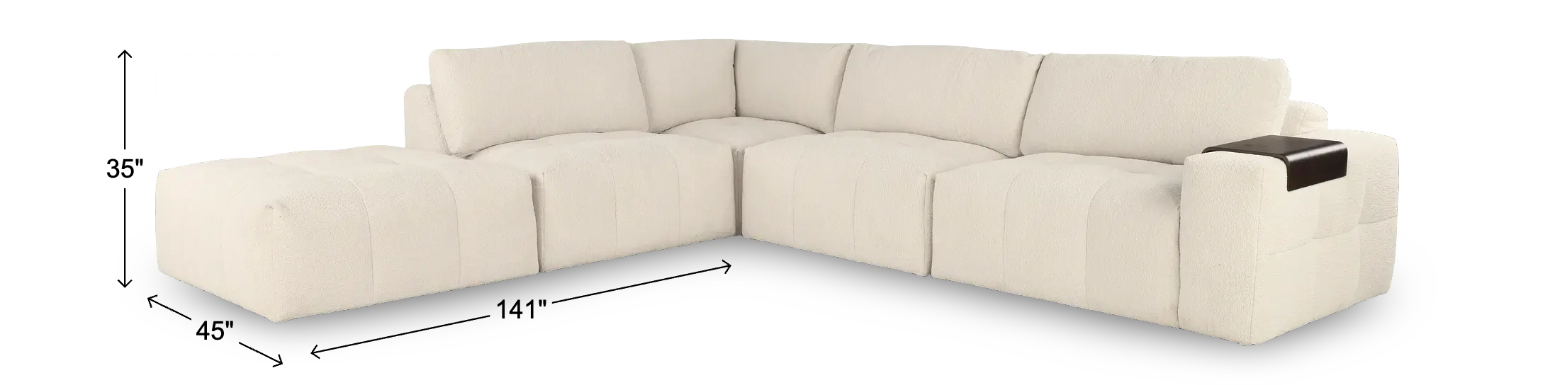 Monza Oyster White 5-Piece Sectional with Ottoman-3