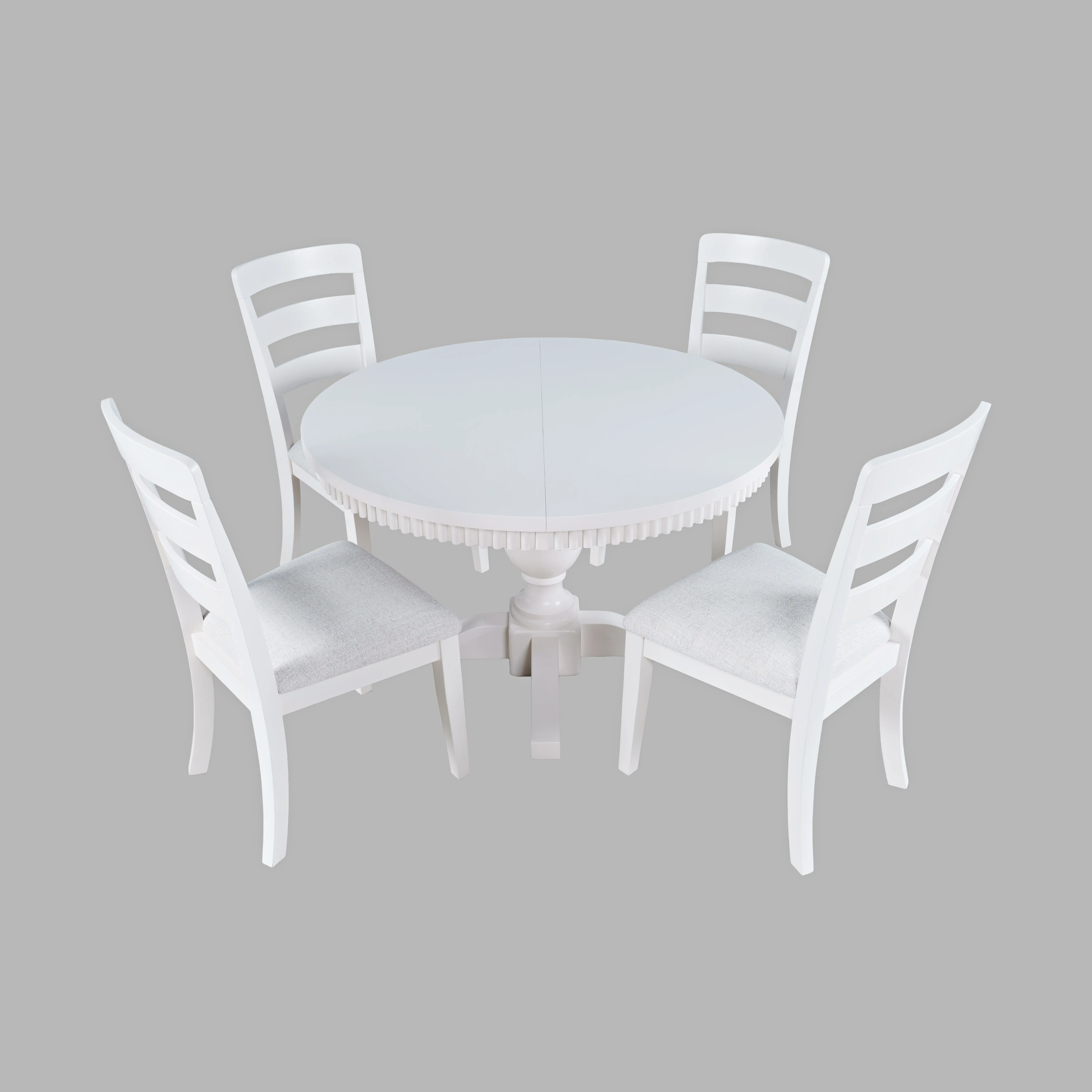 Westport White Round 5-Piece Dining Set with Extendable Table-1