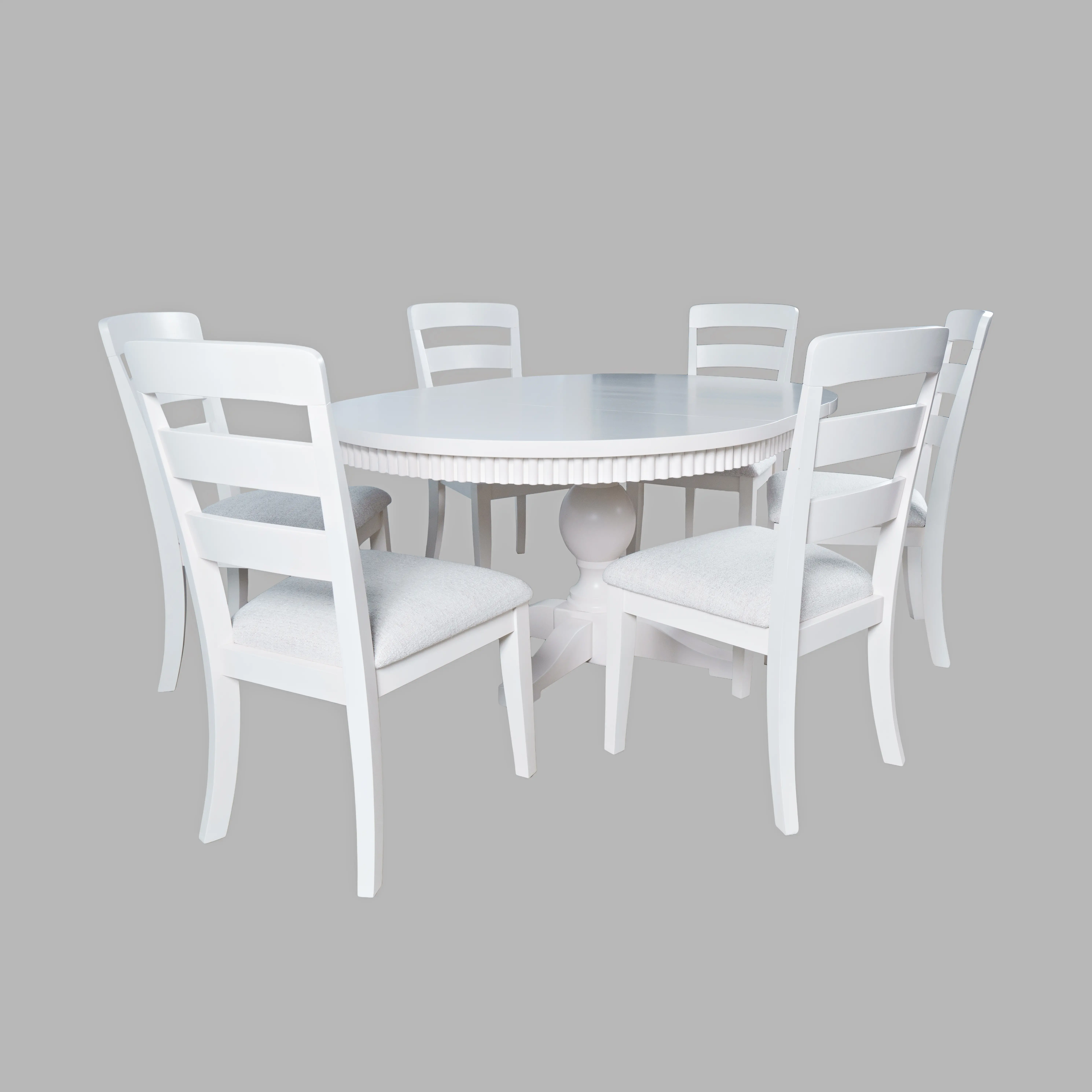 Westport White Round 5-Piece Dining Set with Extendable Table-3