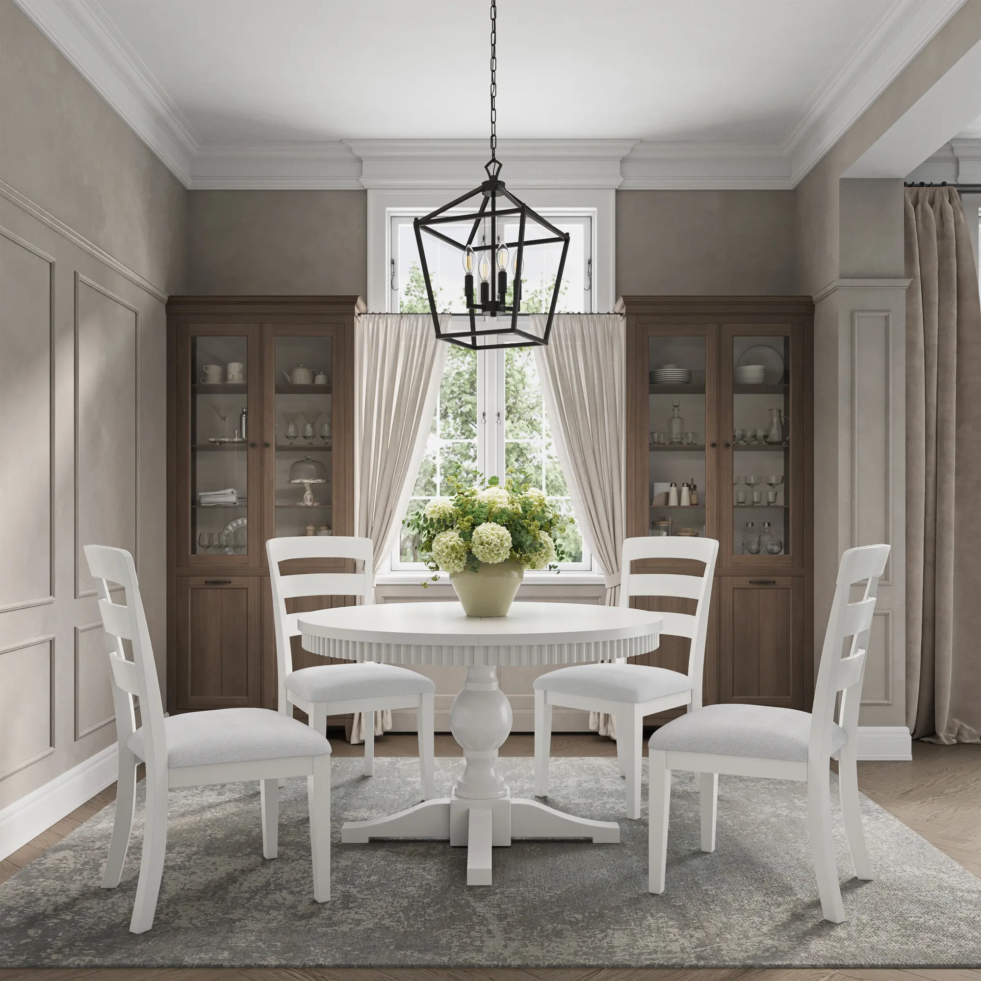 Westport White Round 5-Piece Dining Set with Extendable Table-4