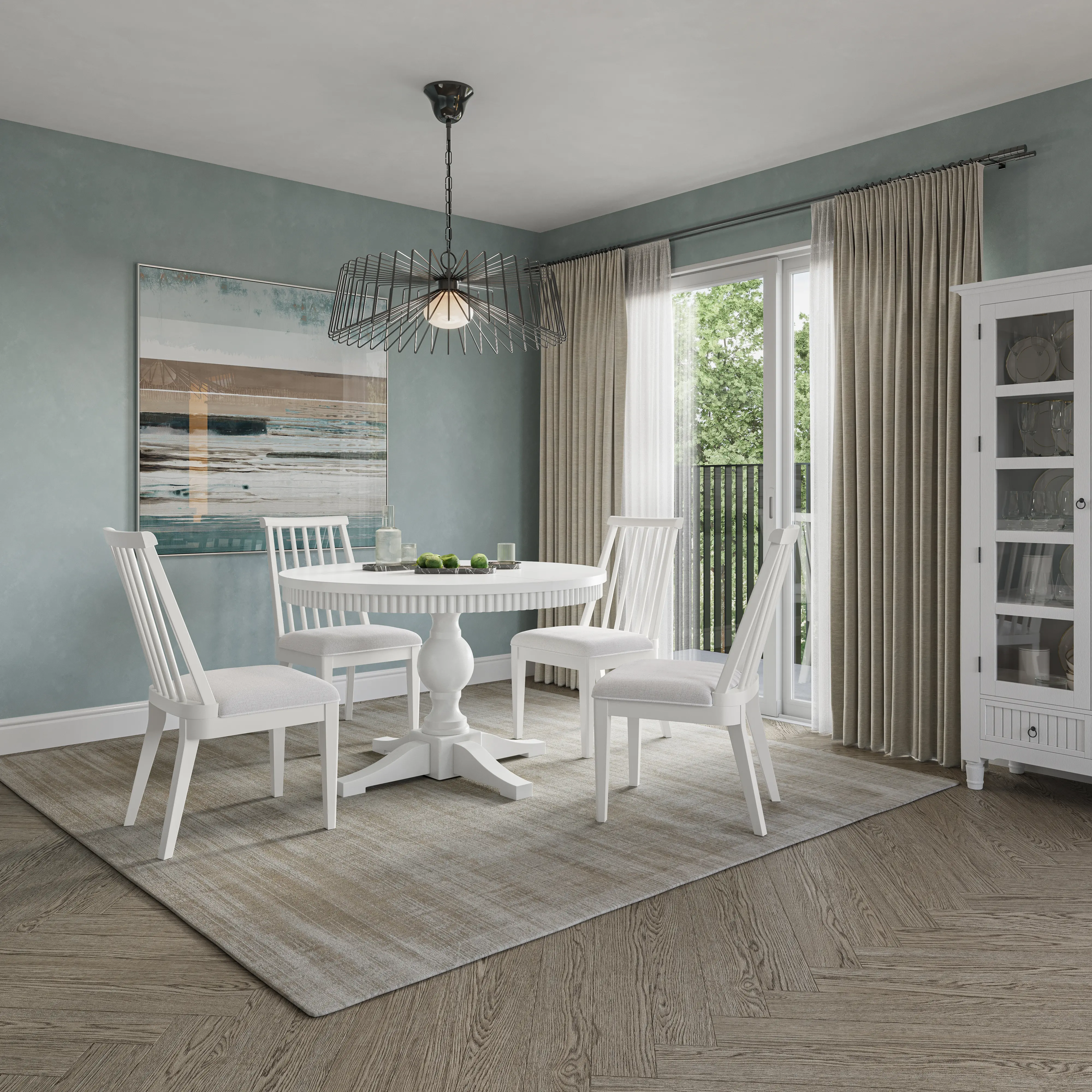 Westport White Round 5-Piece Dining Set with Extendable Table-5