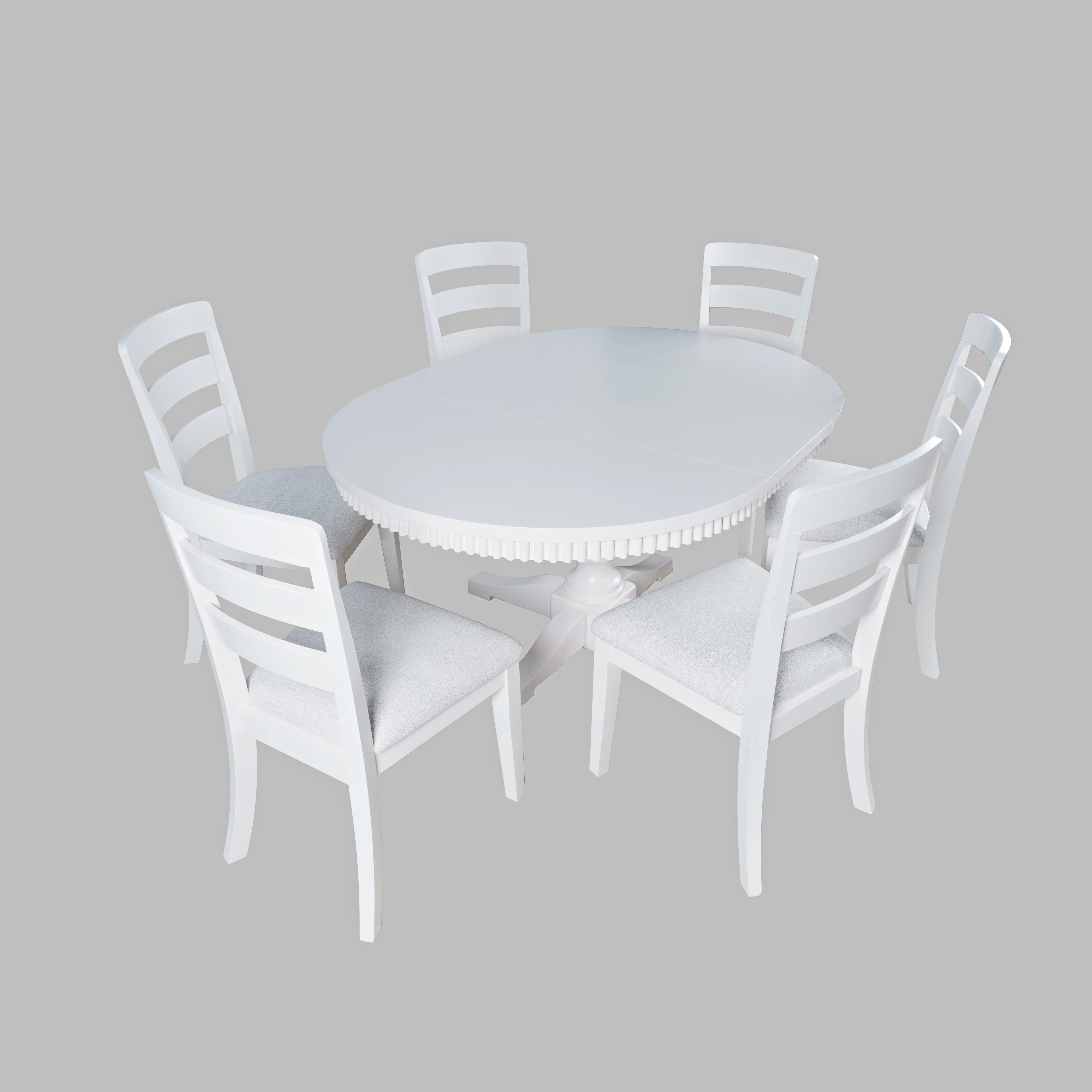 Westport White Round 5-Piece Dining Set with Extendable Table-6