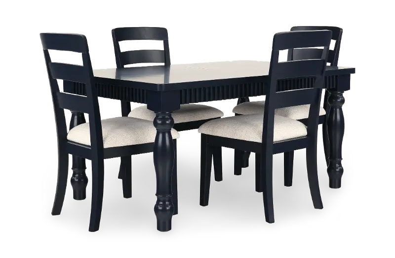 Westport Navy Blue Rectangular 5-Piece Dining Set with Extendable Table