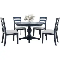Westport Navy Blue Round 5-Piece Dining Set with Extendable Table