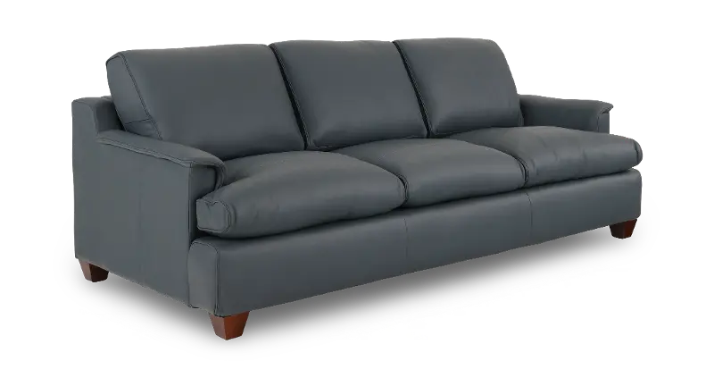 Saxton Sky Blue Leather Sofa