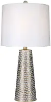 27.5 Gold and White Linen Table Lamp