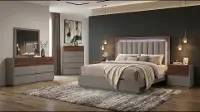 Jett Gray and Brown LED Queen Bed