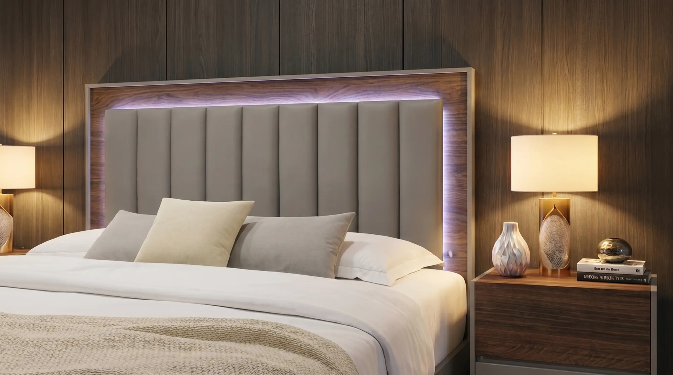 Jett Gray and Brown LED Queen Bed-2