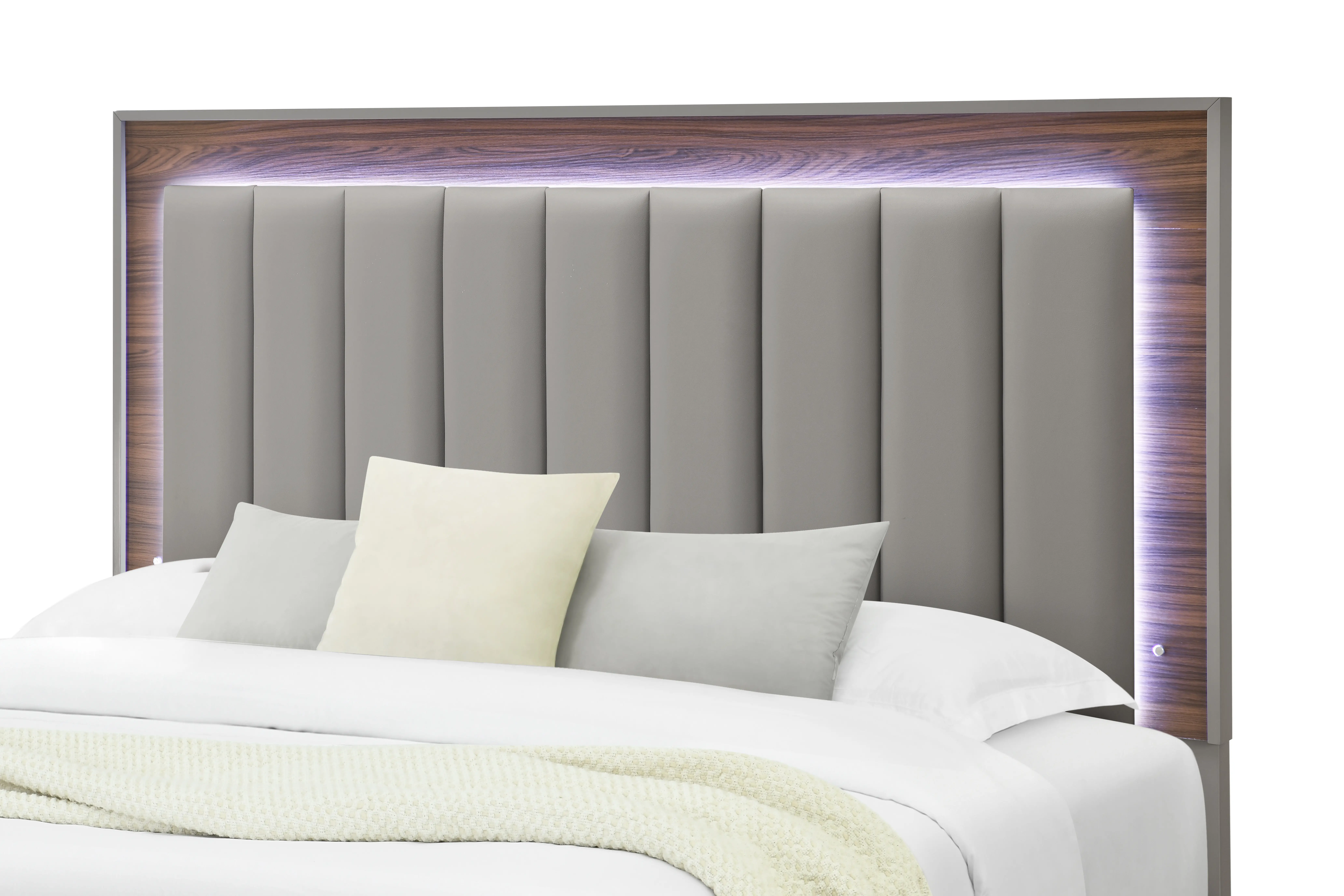 Jett Gray and Brown LED Queen Bed-3